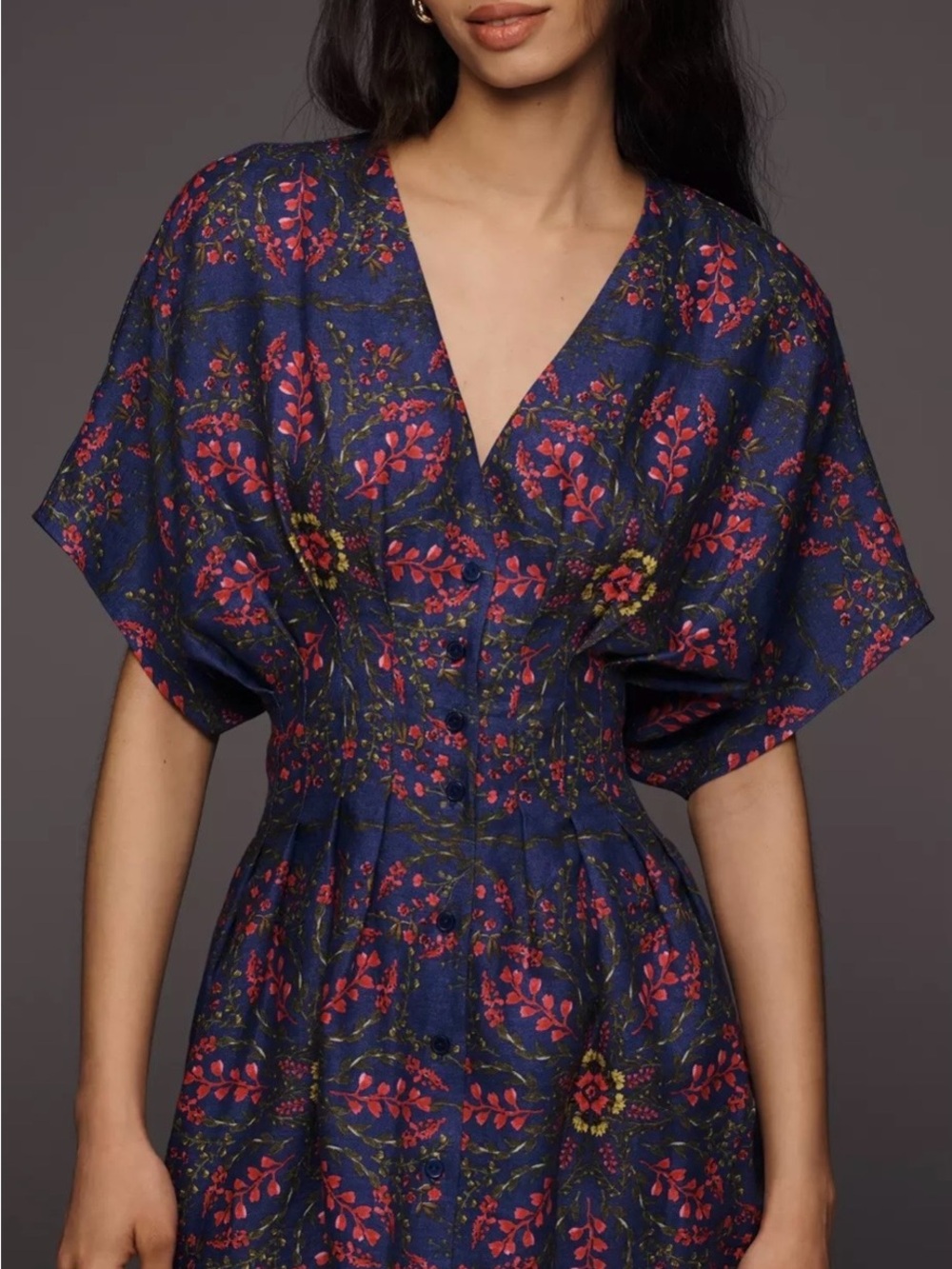 Linen cinched waist dress